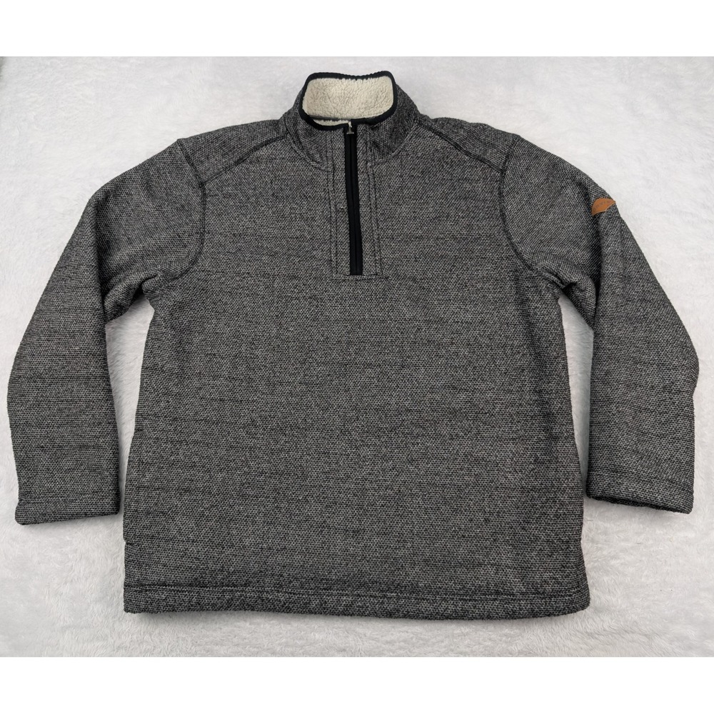 Orvis 1/4 Zip Pullover Men's XL Black Sherpa Fleece Lined Sweater Long Sleeve